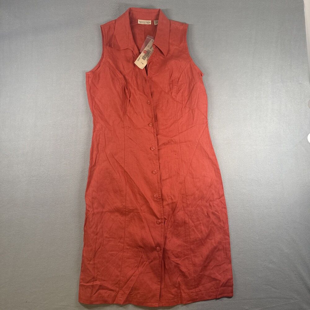 NWT Apostrophe Womens Dress Linen Size 8 Coral Pink Sleeveless
